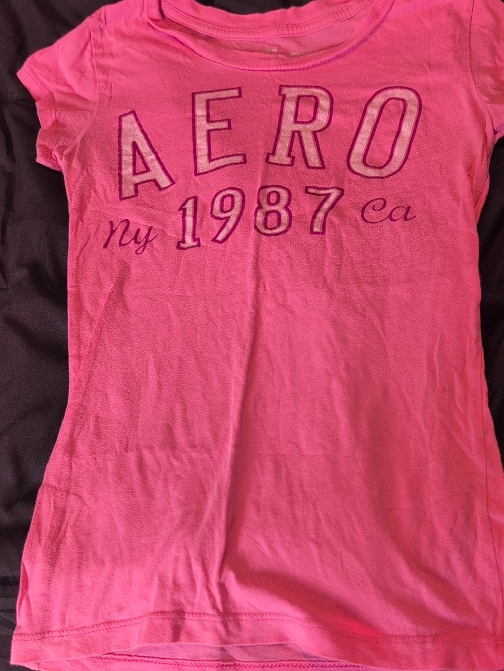 Aeropostale Hot Pink 'AERO 1987' Short Sleeve Tee